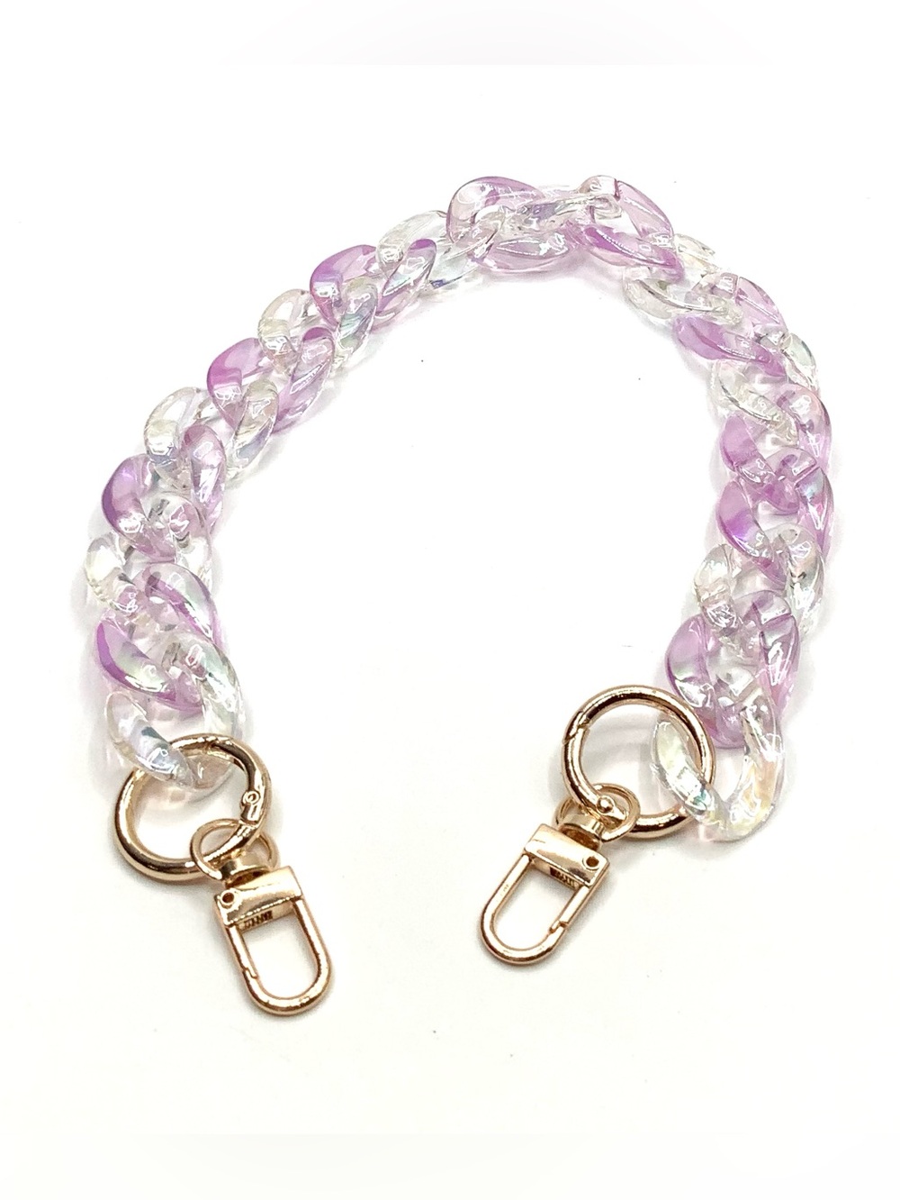 Iridescent Lilac Chain Wristlet with Gold Hardware